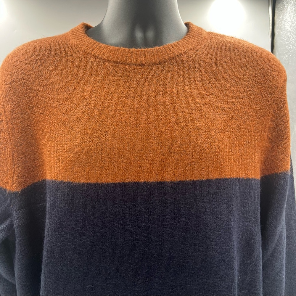 Men's Goodfellow navy and cognac crewneck sweater SZ L.‎  NWT - Picture 3 of 6